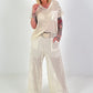 Crochet Top with Lurex - beige