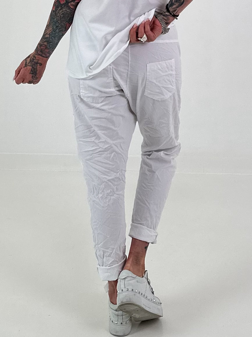 Baggy broek met statement-patch - wit