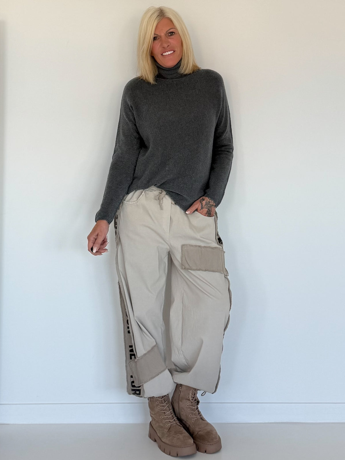 Basic Rollkragenpullover - anthrazit
