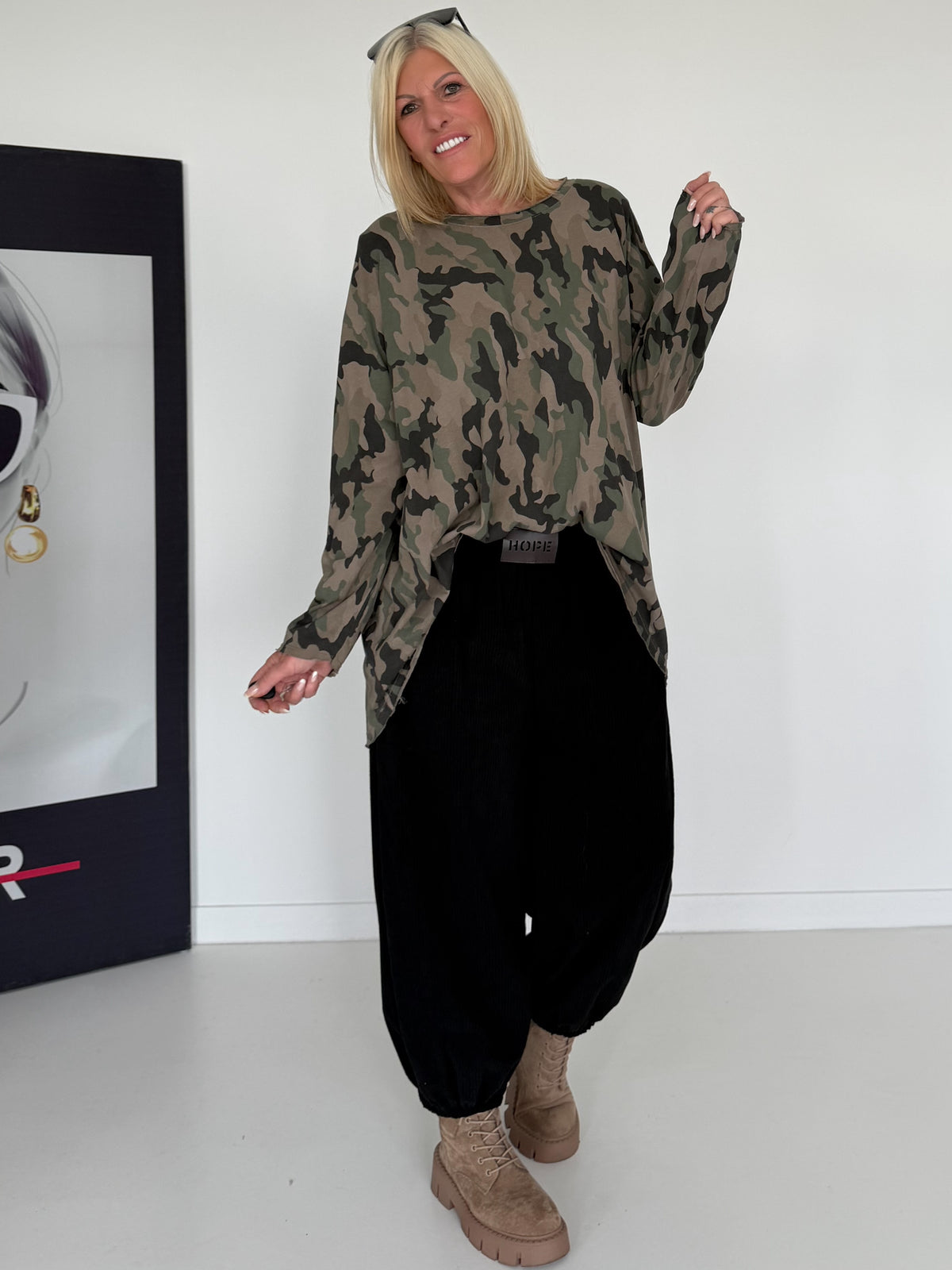 Shirt in all-over camouflage look - taupe-multicolored