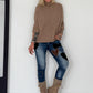 Strickpullover mit Turtleneck - taupe