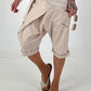 Short baggy shorts with overlap - beige