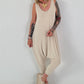 Jumpsuit mit Nieten- beige
