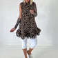 Long Bluse mit Volants - leo - mehrfarbig