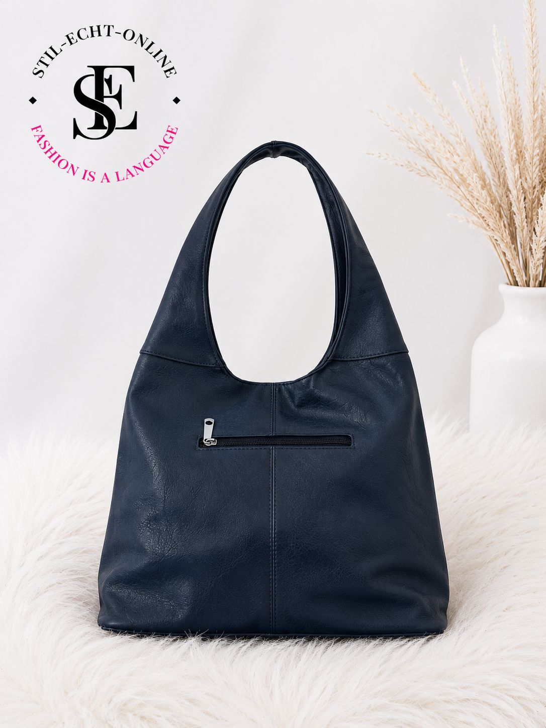 Bag in vintage leather look - navy blue