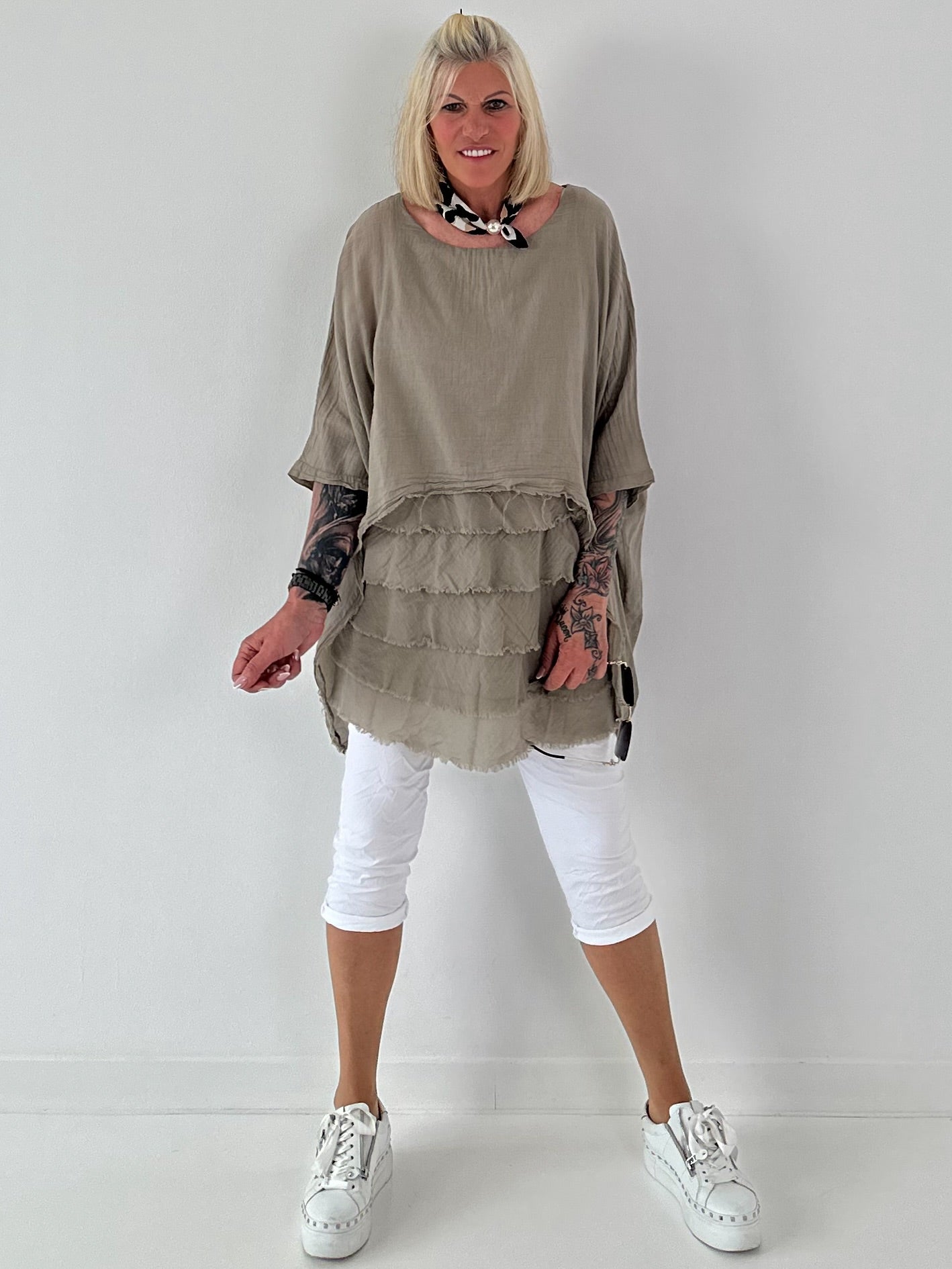 Tunika im Layer-Look - taupe