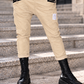 Vegane Leder-Baggy mit Patch - beige