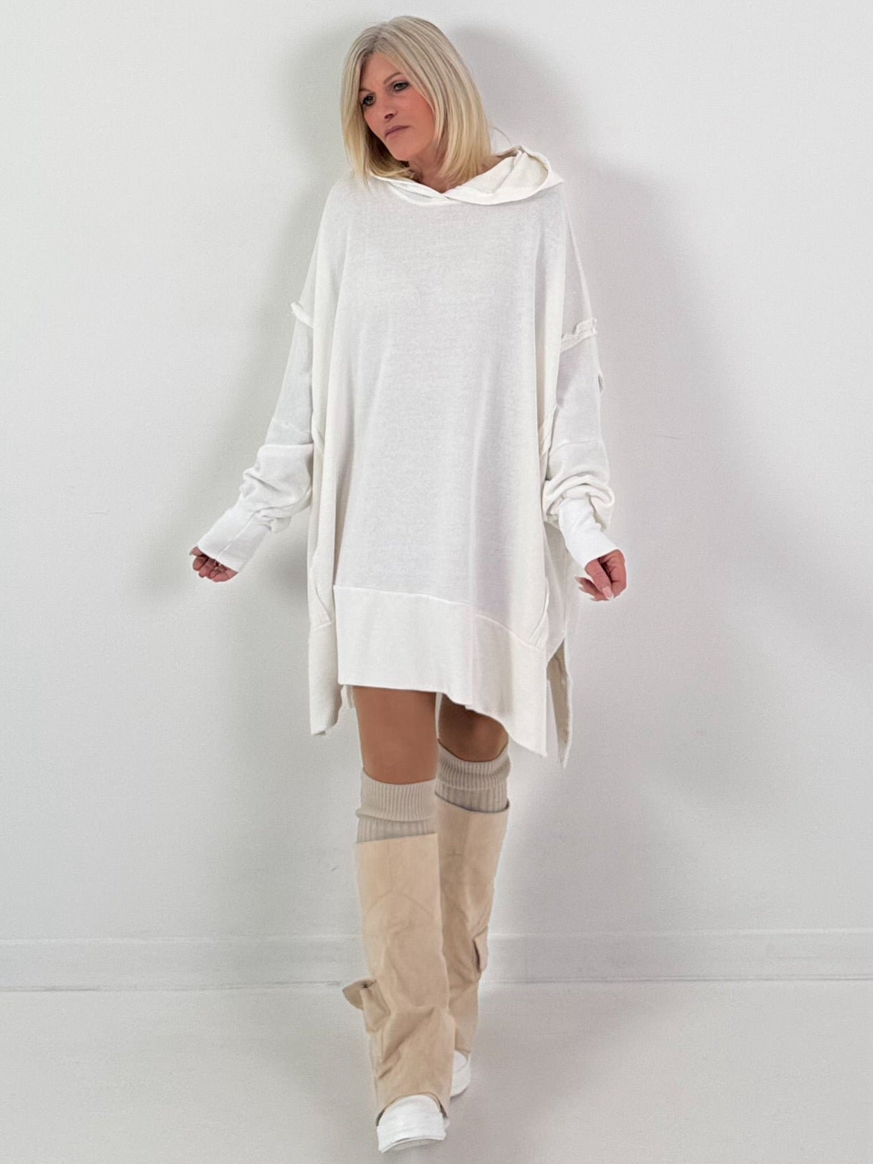 Oversized hoodie model "Rockwave" - ​​​​wit