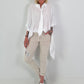 Oversized asymmetrical blouse with tie - white