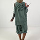 Leinen Shirt mit Ösen und Schulter Cut-Outs - khaki