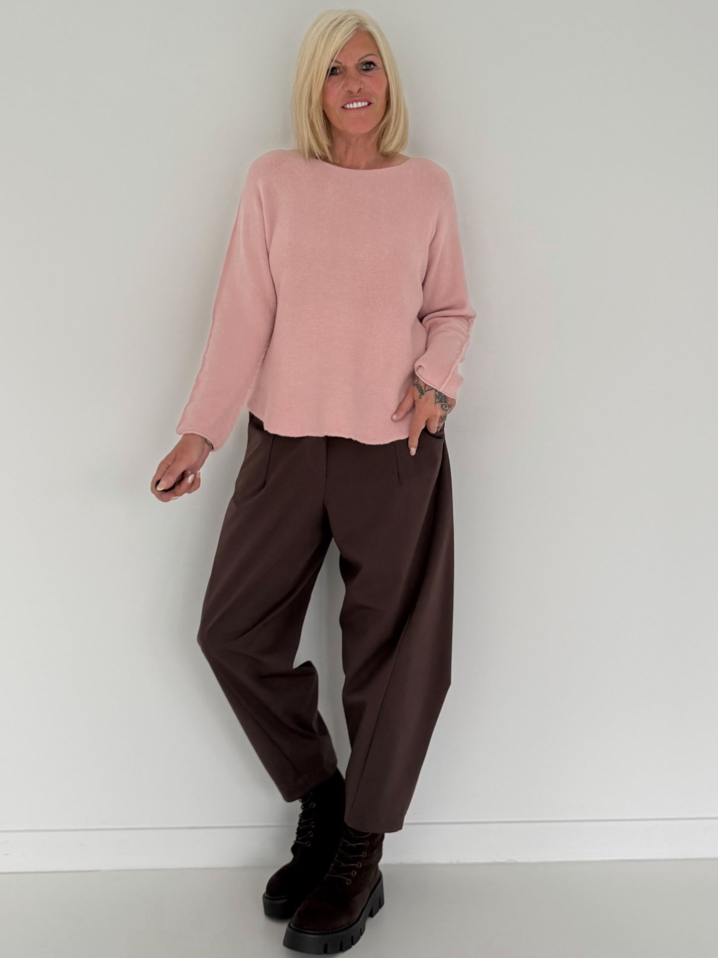 Weicher Basic Pullover - rosa