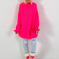 Oversized lange trui "Ruffle Drama" - neonroze