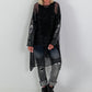 Stylish Long Mesh Shirt with Skull Details - black