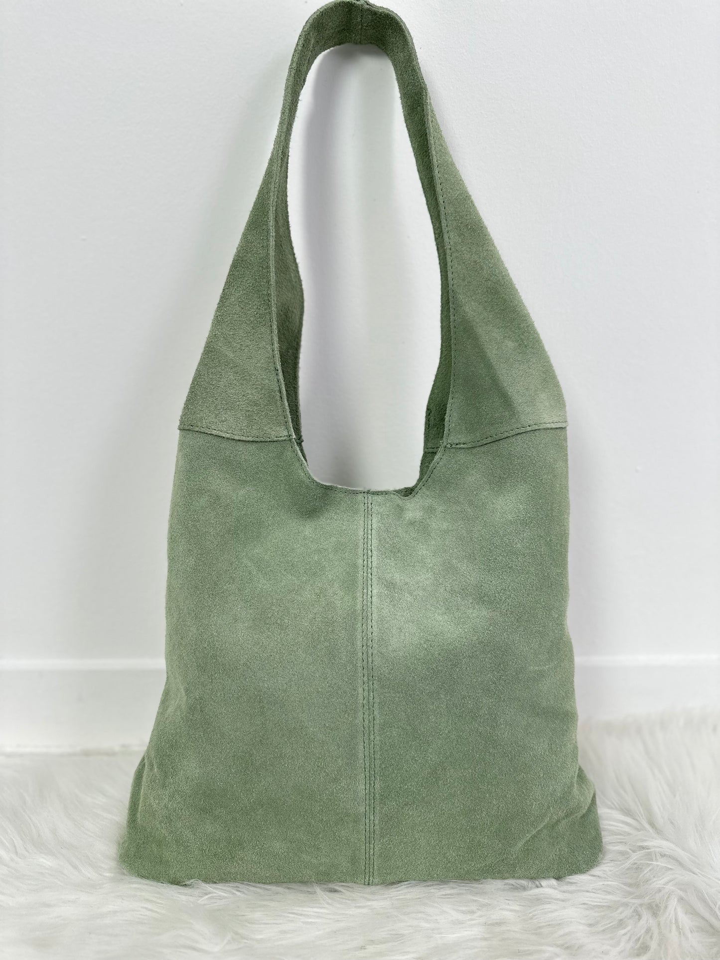 Lässiger Wildlederbeutel - Pistazie