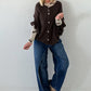 Oversized Strickjacke mit raffinierten Details - mokka