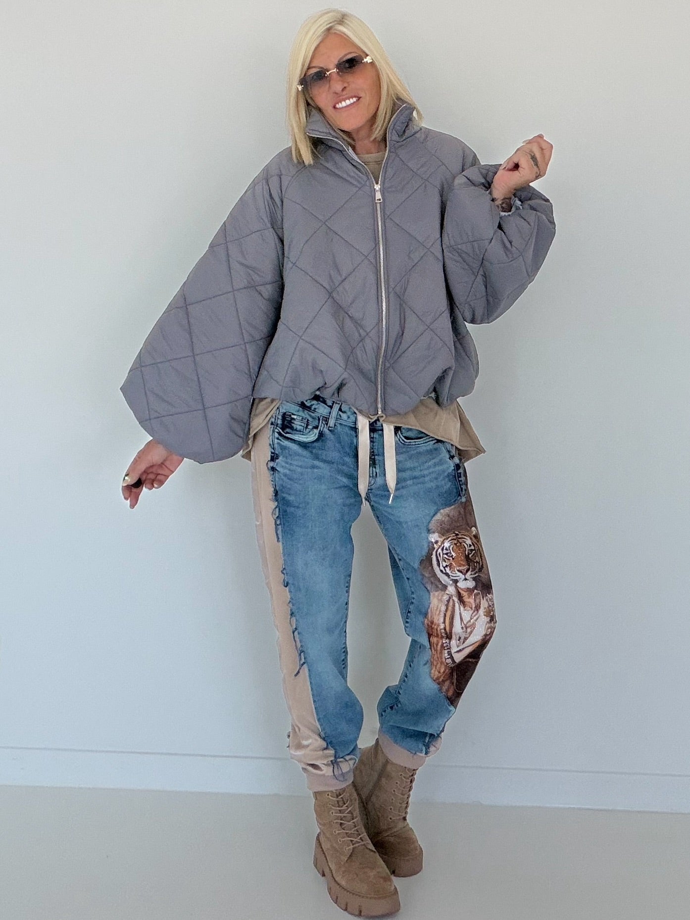 Jacke mit Puffärmelchen - grau