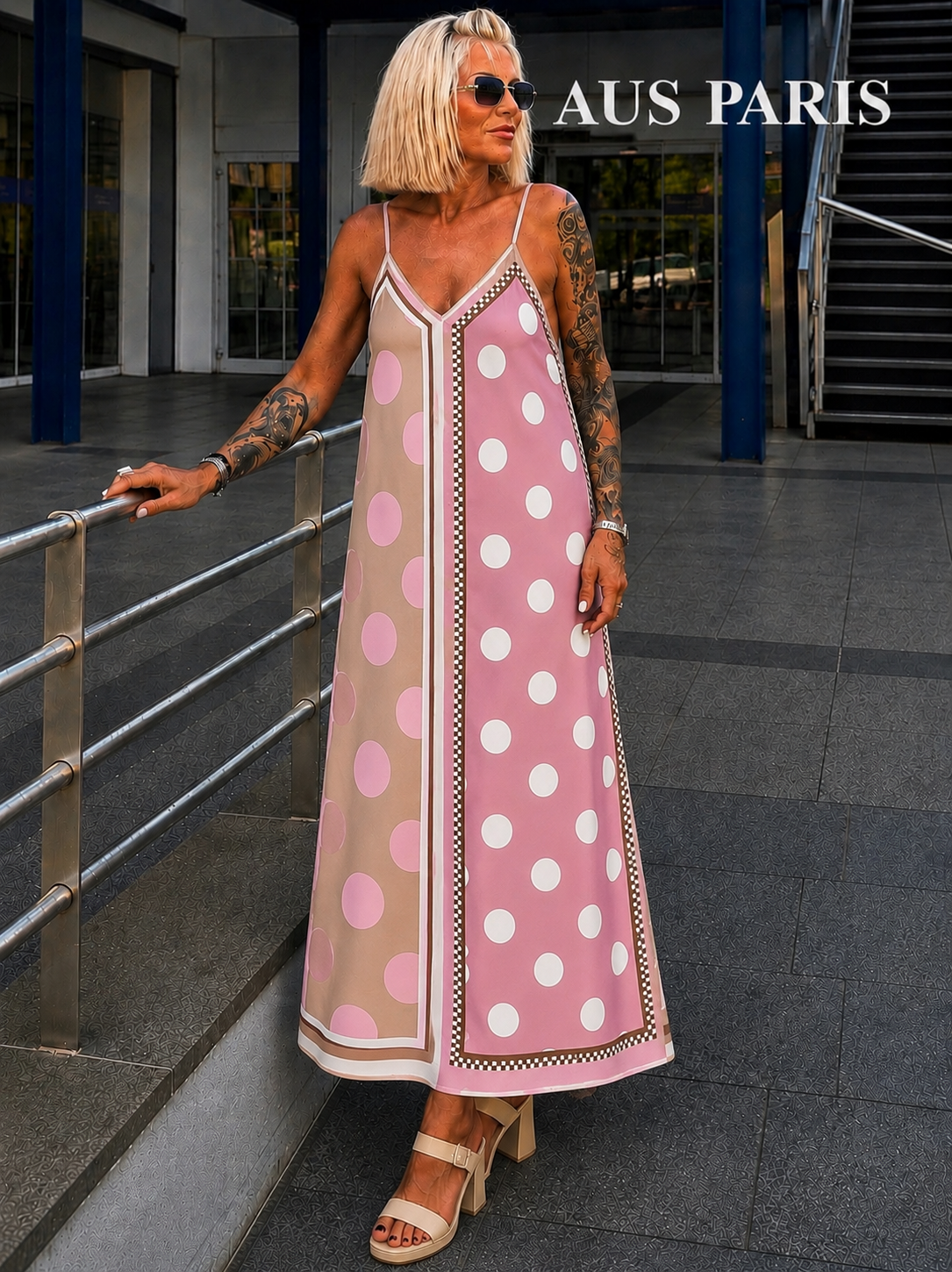 Luftiges Sommerkleid mit Print - rosa - mehrfarbig