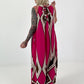 Neckholder Kleid mit All-Over Muster - pink-braun-mehrfarbig