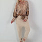 Blouse with long cuffs - cream-beige-multicolored