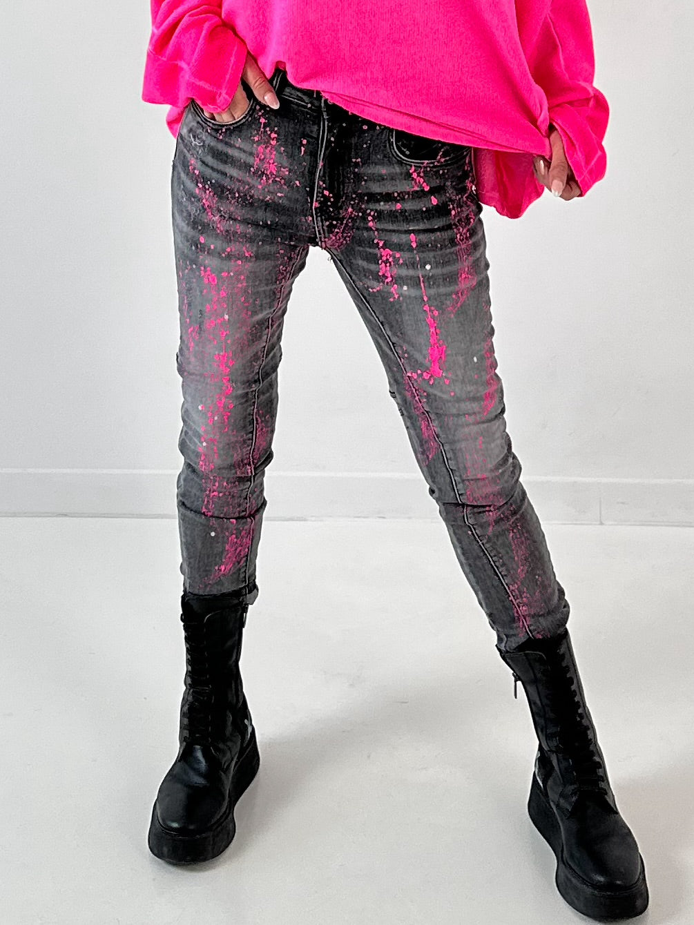 Jeans model "Pink Shot" - gray-pink