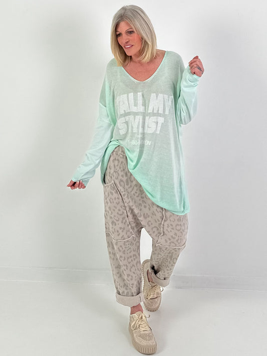 Pullover call my stylist - mint