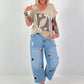 T-shirt with leopard shoe print - beige