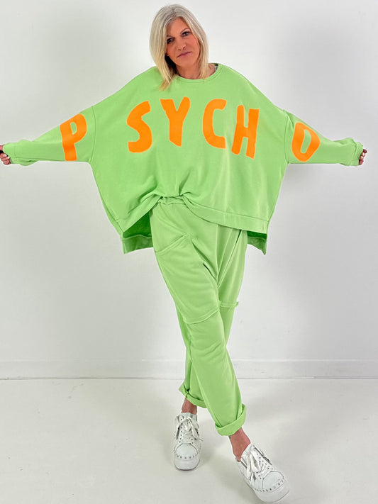 Oversized Sweatshirt Modell "Psycho" - pistazie-orange
