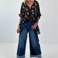 Lightweight oversized patterned blouse - black-multi-coloured