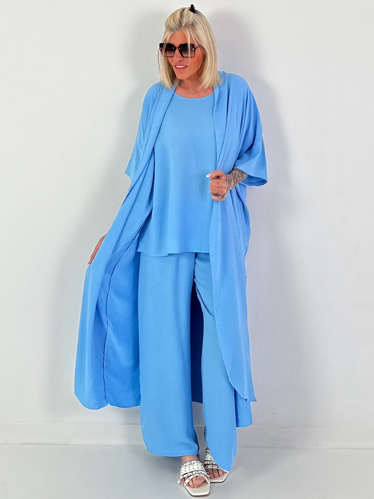 Lightweight Long Coat - light blue