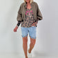 Sommer Crop-Jacke mit halben Arm - taupe