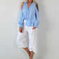 Bluse mit cold shoulder Detail - hellblau