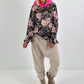 Hoodie mit Neonkapuze und Print - schoko-mehrfarbig