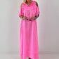 Neon pink cold shoulder hoodie dress