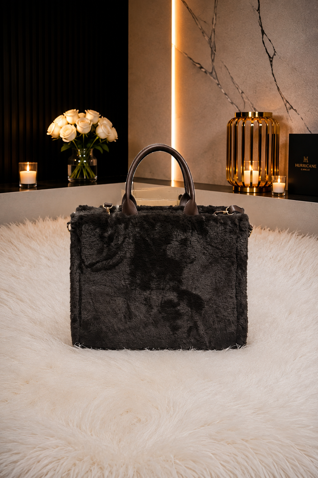Stylische Felltasche - mokka