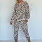 Zweiteiler mit Allover-Leo-Print - beige-mokka
