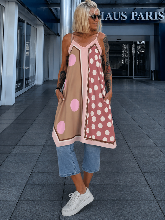 Luftiges Long Top / Kleid mit Muster - rosa-mehrfarbig