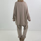 Oversized Sweater mit Frontprint - beige