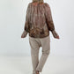 Blouse with long cuffs - cream-beige-multicolored