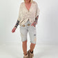 Boho blouse with elaborate crochet inserts - beige