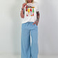 Jeans with elasticated waistband - light blue