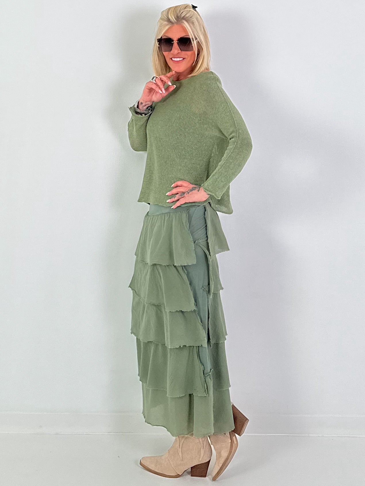 Light knit sweater - khaki