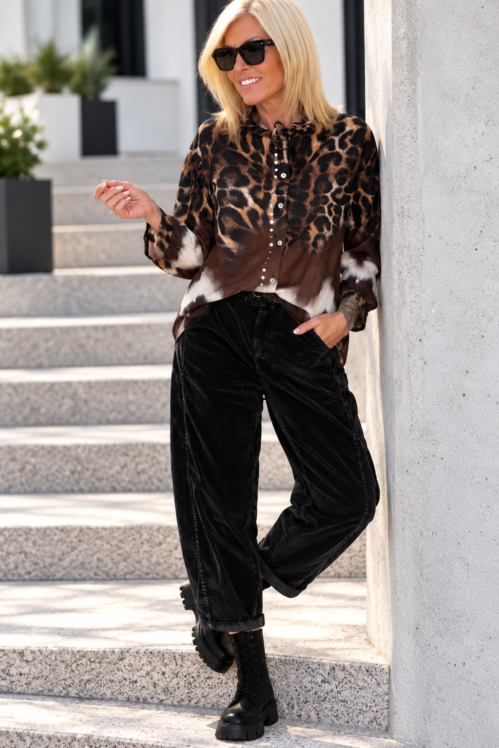 Bluse im Animal Print - leo-mehrfarbig