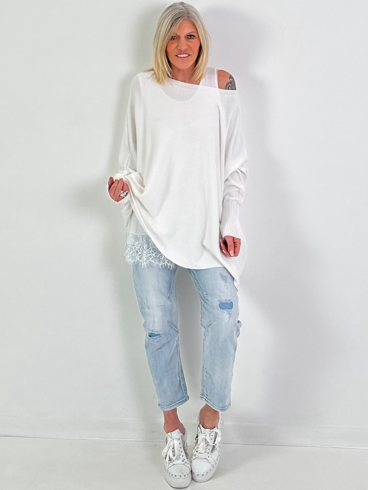 Pullover Good Vibes - weiss