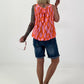 Halter Neck Top with Allover Pattern - orange-pink