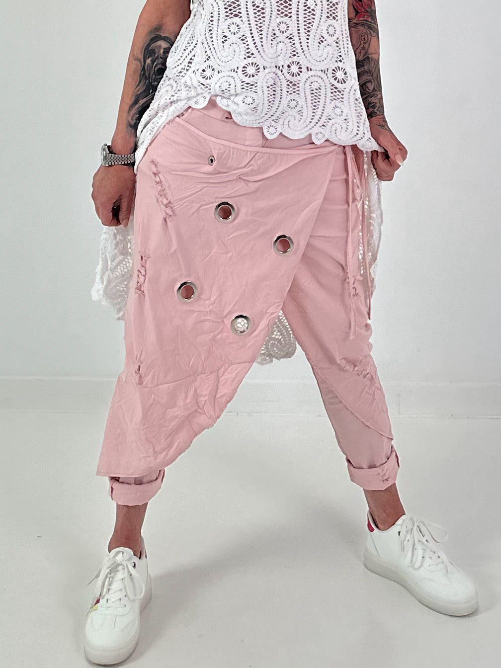 Stylische Hose im Knit-Look - rosa