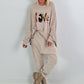 Oversized Sweater mit Frontprint - beige