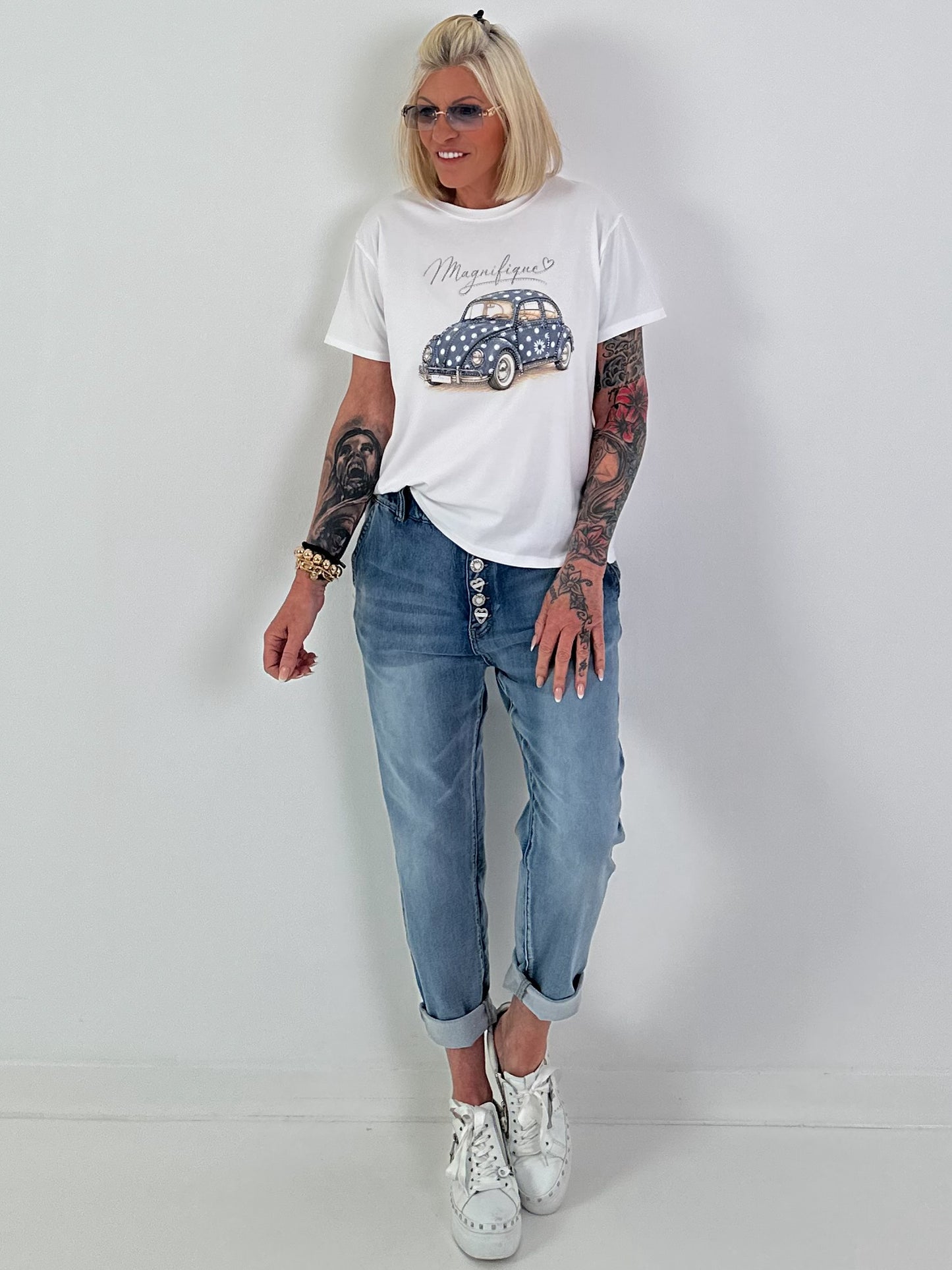 T-Shirt Magnifique - weiss-blau