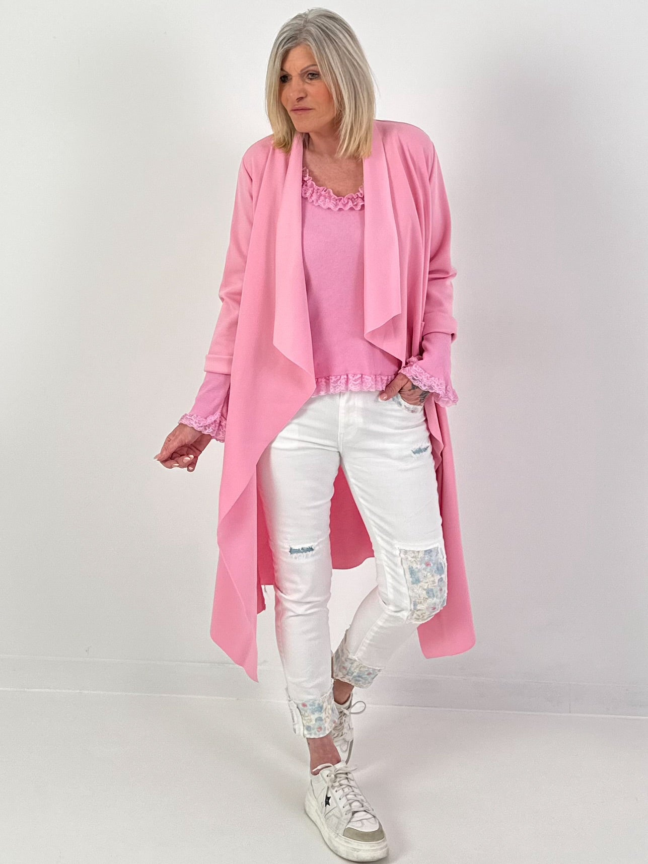 Trui met doodskopmotief - roze