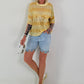 Pailletten Shirt mit Streifen - gelb-champagner