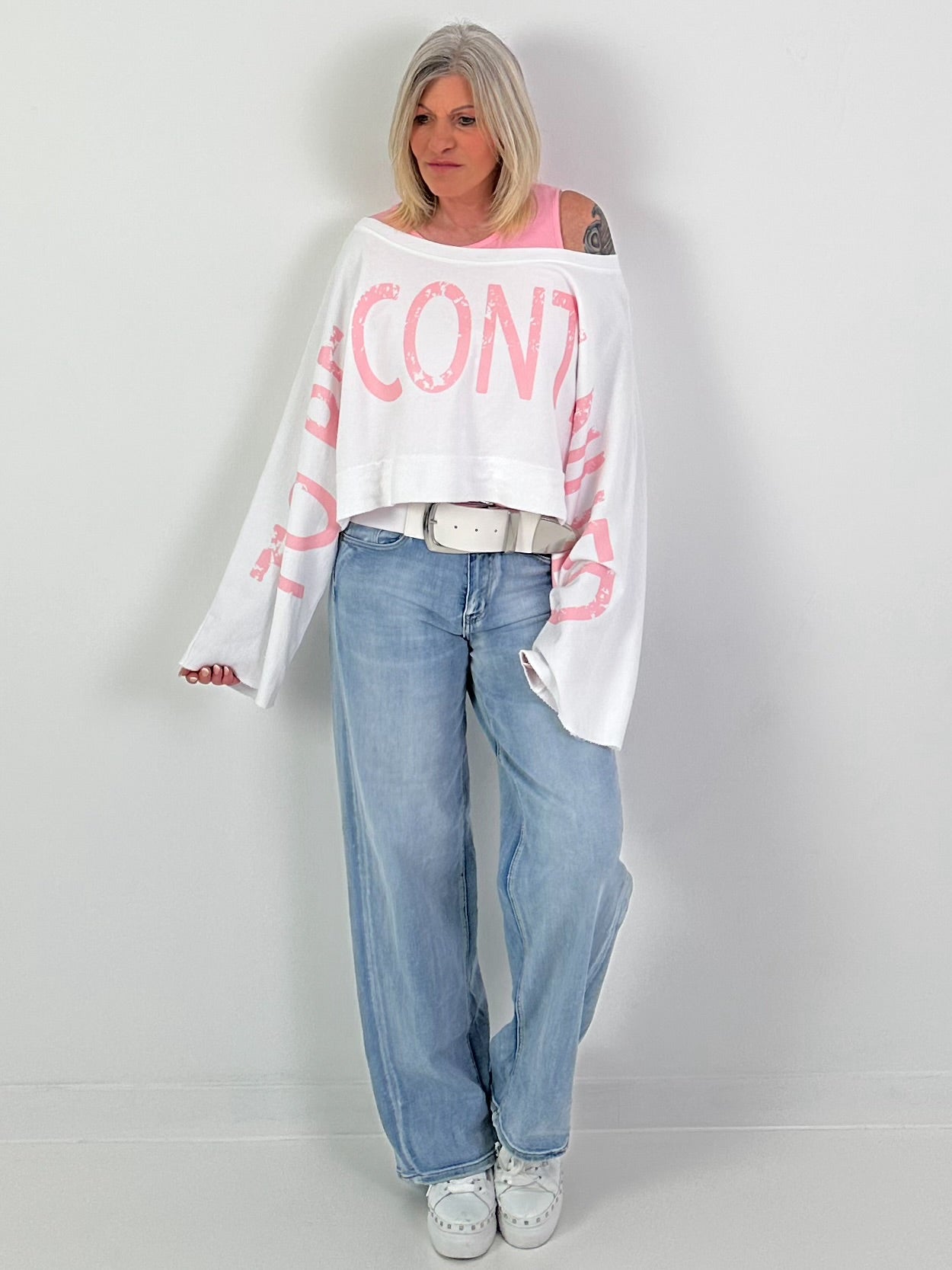 Cropped Sweater - white